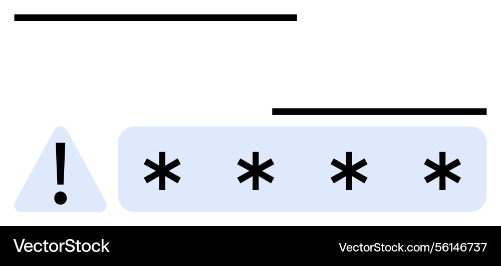 Password entry with security alert and caution vector image