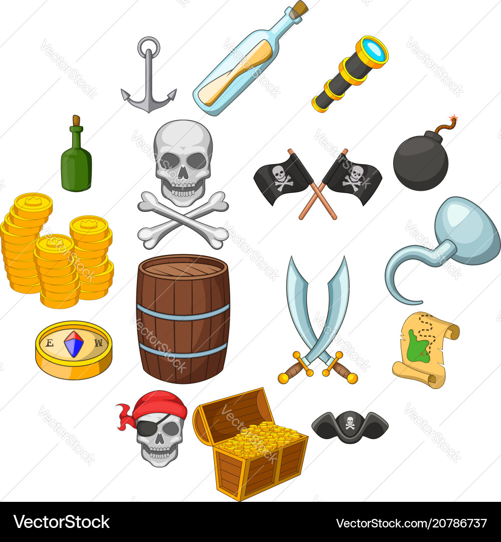 Pirate Symbols & Icons Set Vector Image