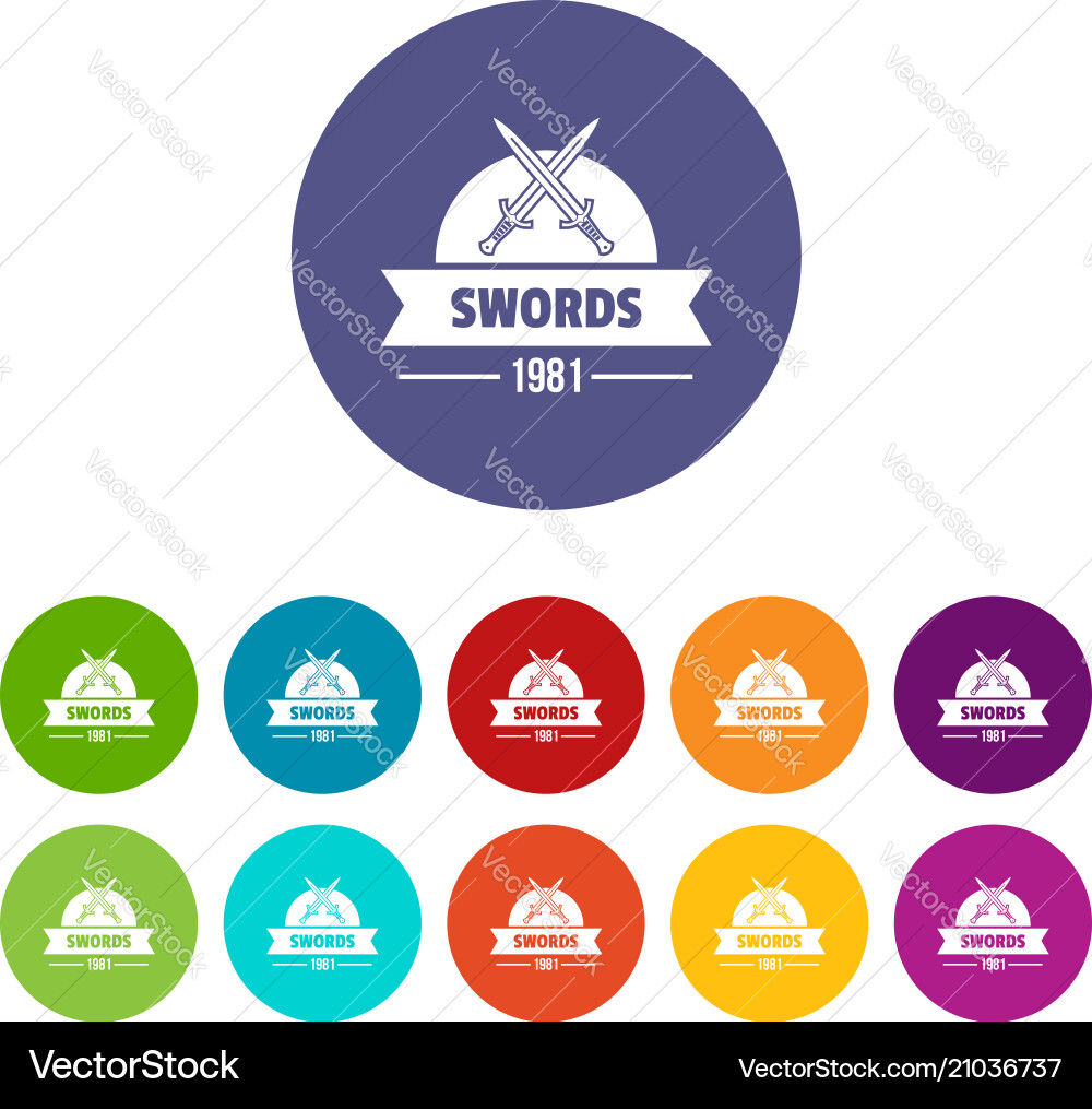 Sword icons set color Sword icons set color vector image