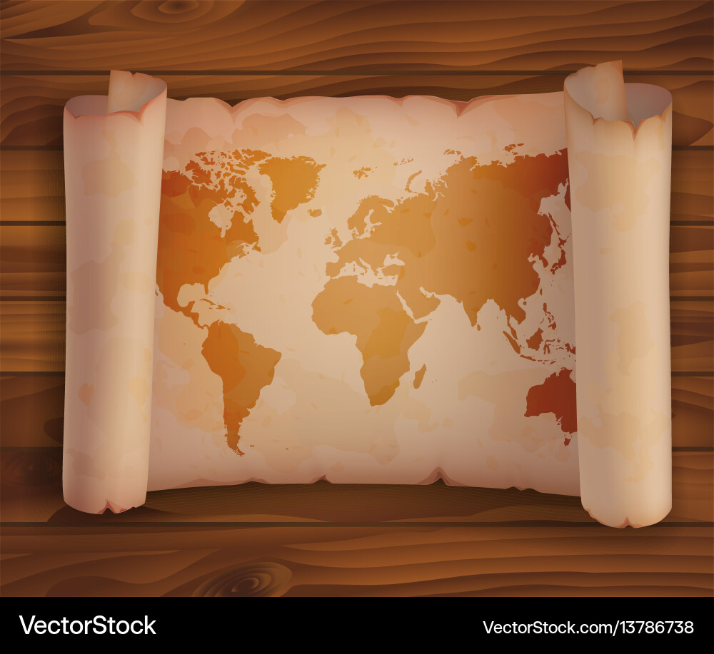 Ancient World Map Scroll vector image