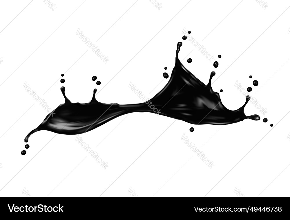 Black oil wave splash liquid ink swirl of petrol Black oil wave splash liquid ink swirl of petrol vector image