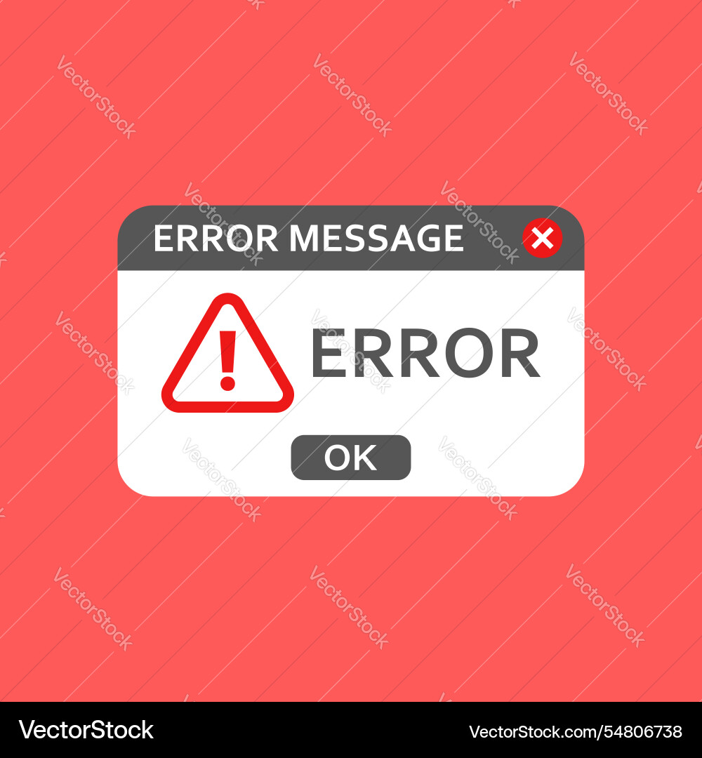 Error message icon in flat style computer window Error message icon in flat style computer window vector image