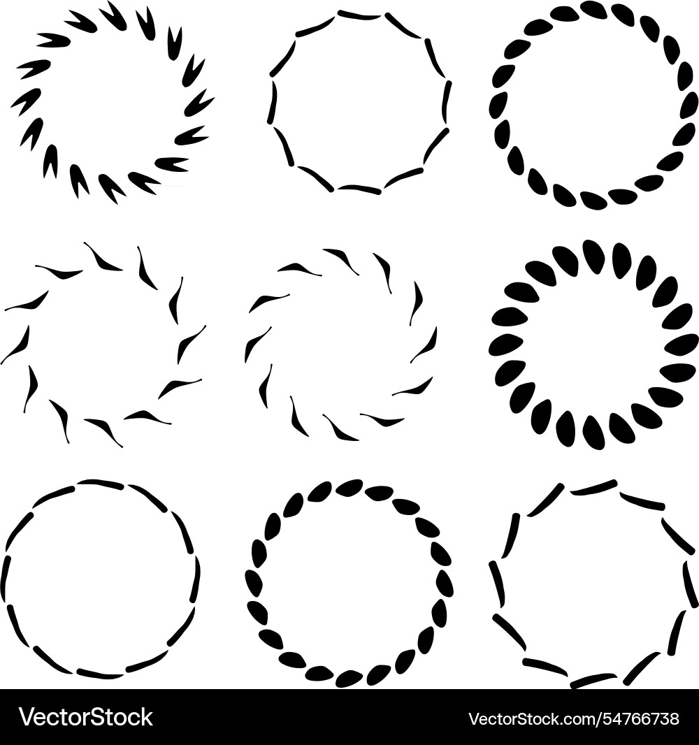 Nine abstract circular design elements vector image