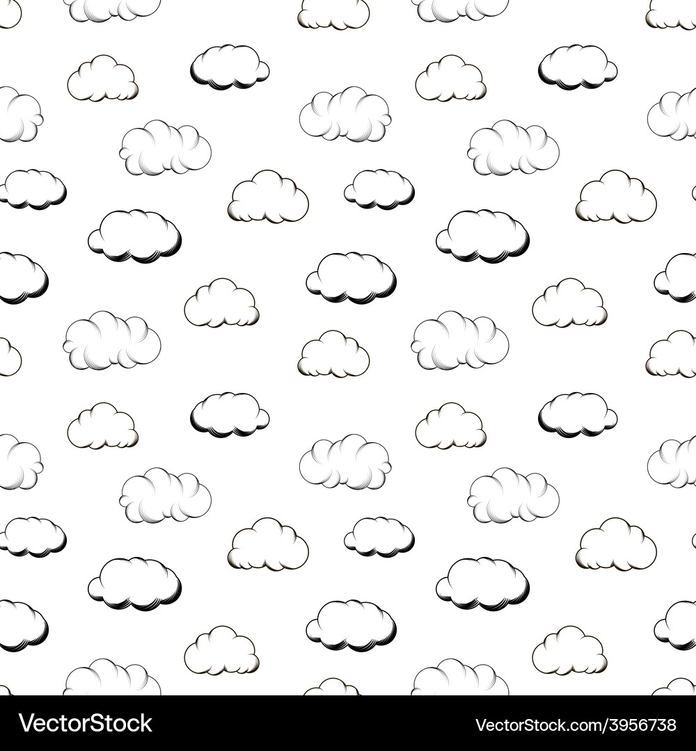 Retro Engraved Clouds Pattern Vector Image