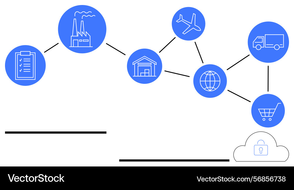 Supply chain network with distribution points Supply chain network with distribution points vector image
