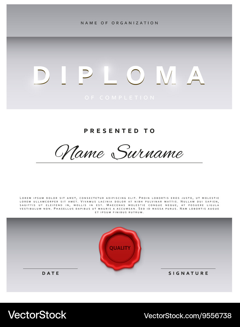Template certificate design in silver color Vector Image