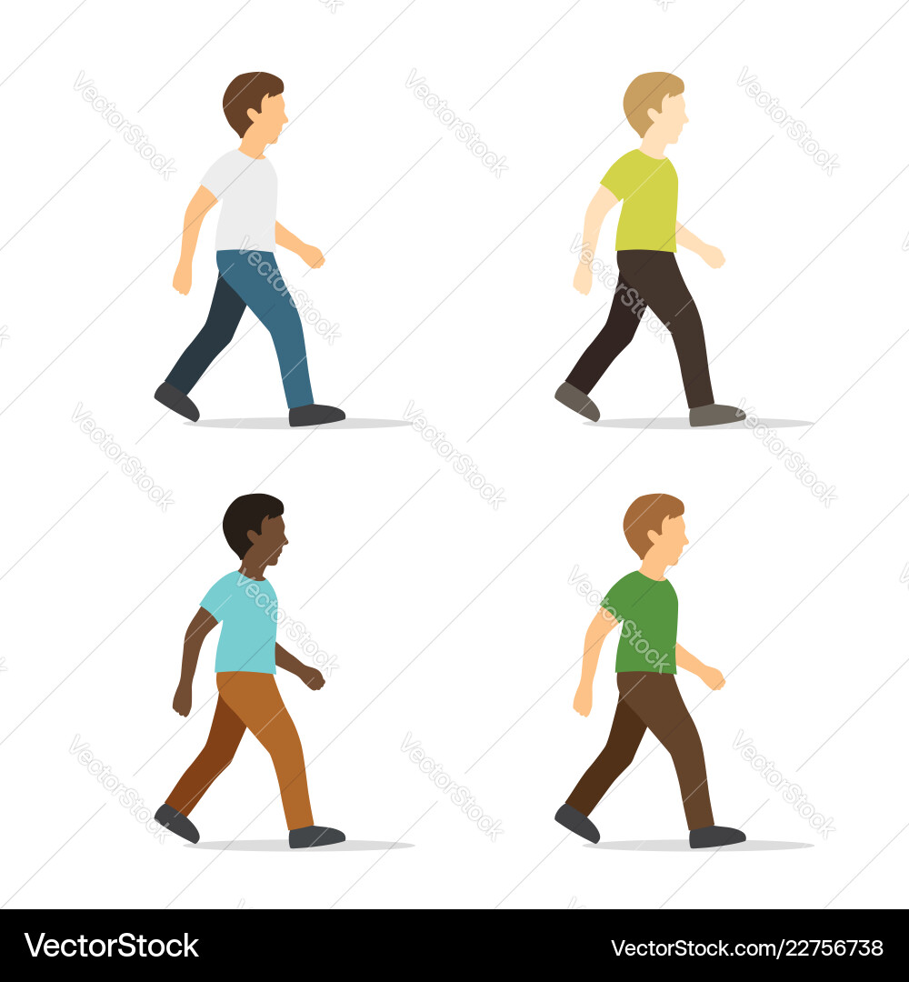 Young Man Walking - Flat Style – Royalty-Free Vector | VectorStock, image size:1000x1080