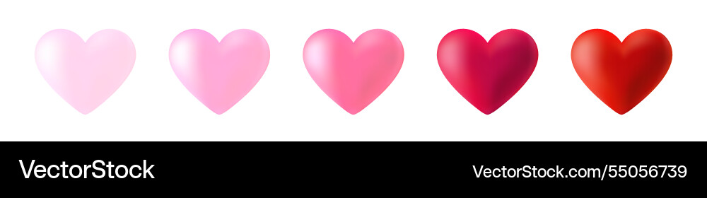 3d realistic heart icon set valentines collection Vector Image