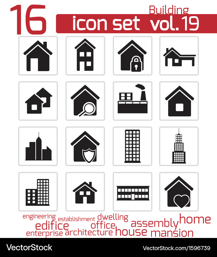 Building Icon Set - Modern Style vector image