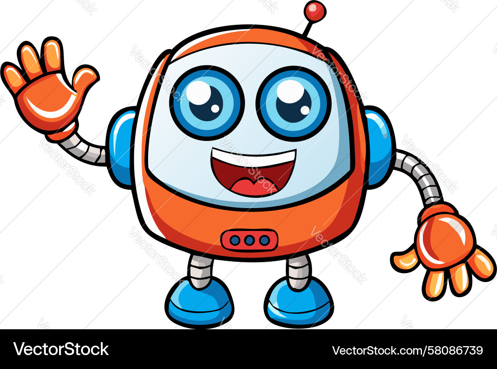 Cheerful Robot Character Vector Image
