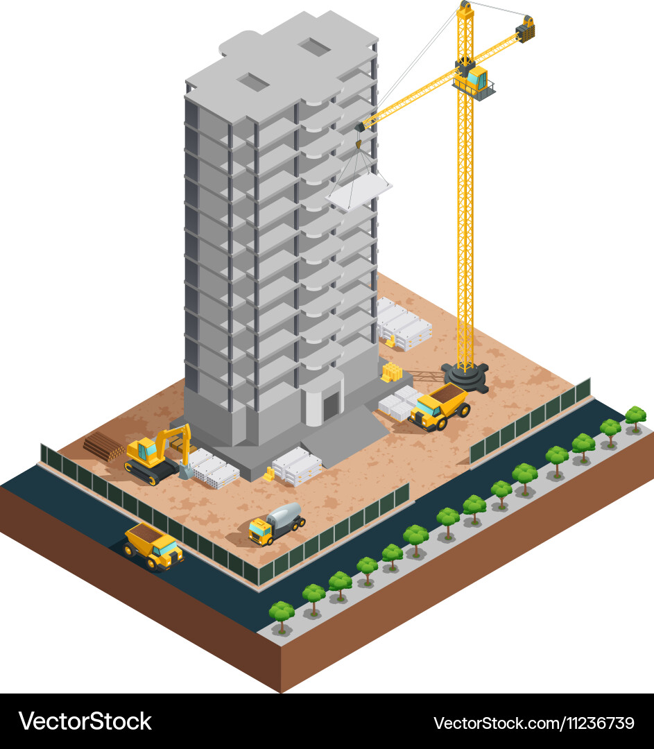 Construction isometric composition Royalty Free Vector Image