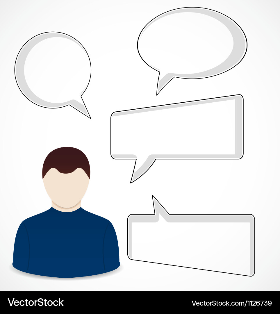Man and speech bubbles vector image