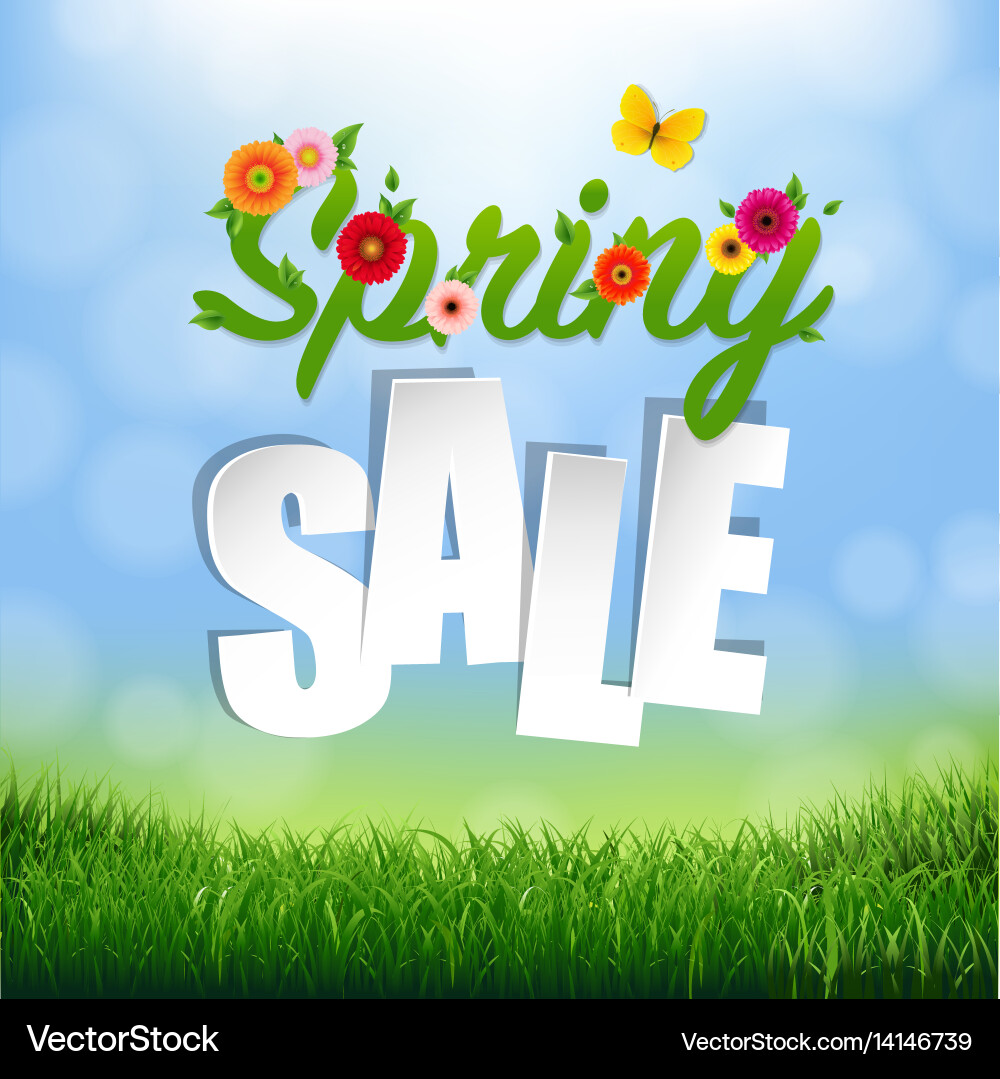 Nature background with grass border and text vector image