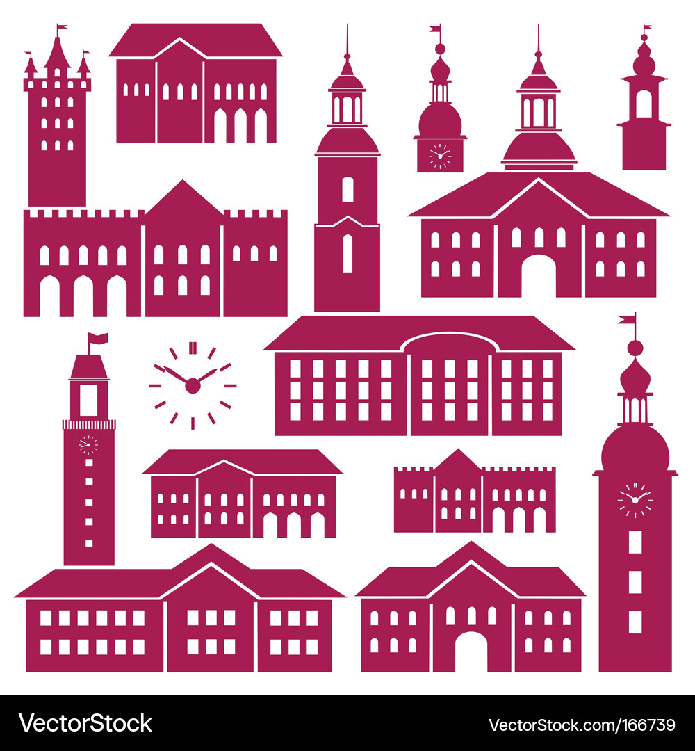 Old Town Architecture Elements Vector Image