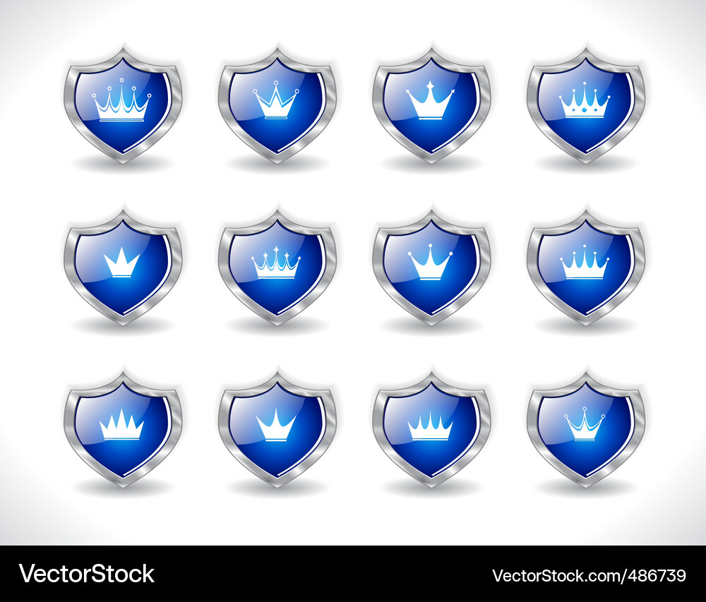Shields with crowns Vector Image
