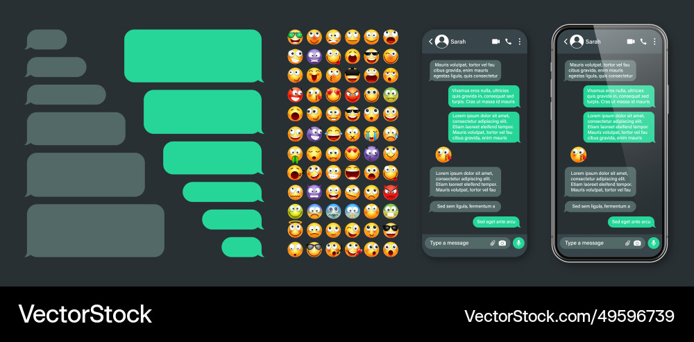 Smartphone messaging app user interface Smartphone messaging app user interface Vector Image