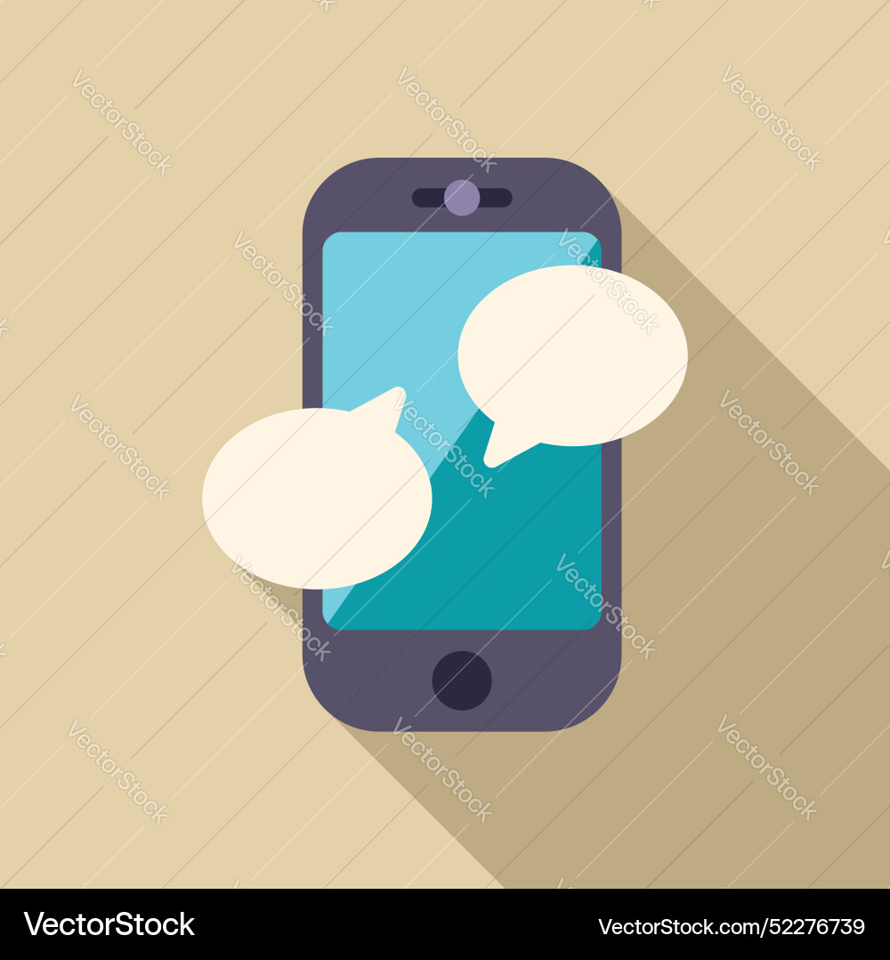 Smartphone showing two speech bubbles exchanging Smartphone showing two speech bubbles exchanging vector image