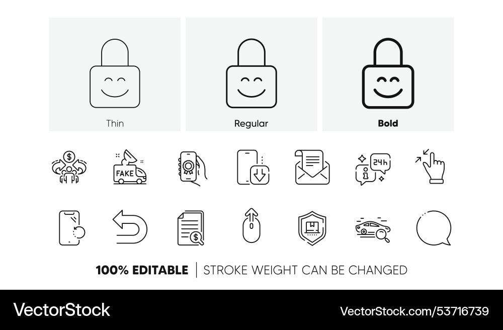Touchscreen gesture lock and info line icons Touchscreen gesture lock and info line icons vector image