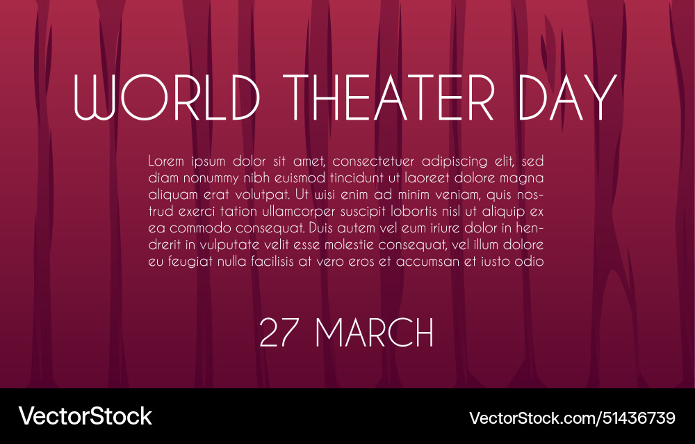 World theater day 27 march invitation Royalty Free Vector