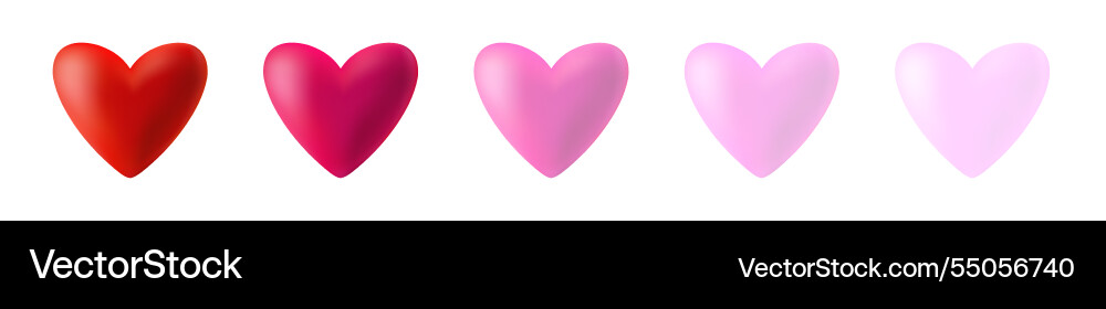 3d realistic heart icon set valentines collection 3d realistic heart icon set valentines collection Vector Image