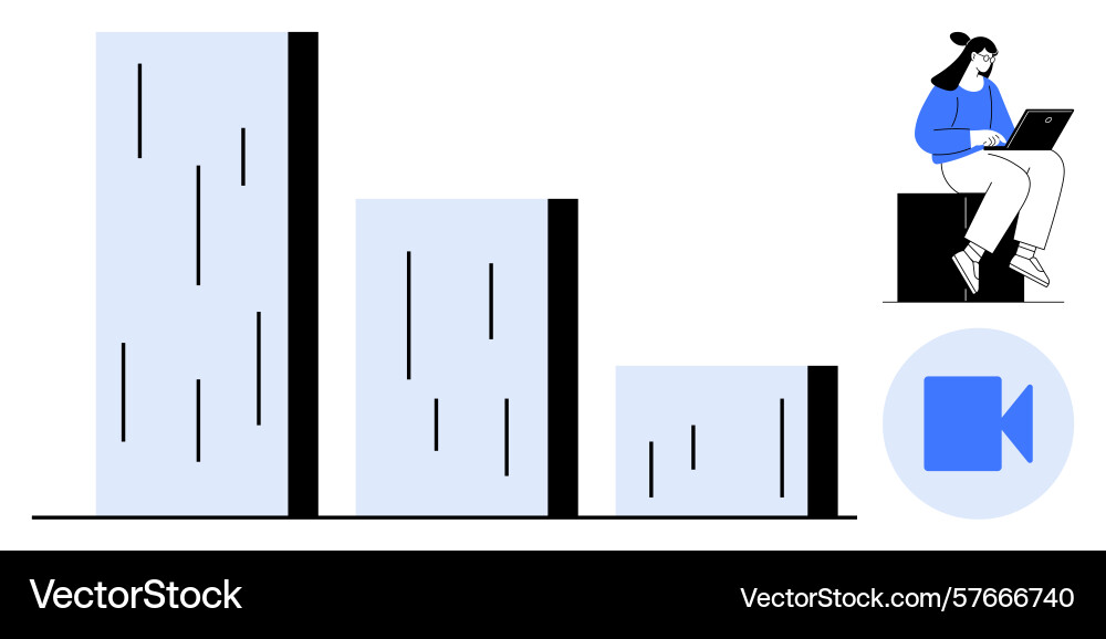 Data visualization with bar graph and virtual Data visualization with bar graph and virtual vector image