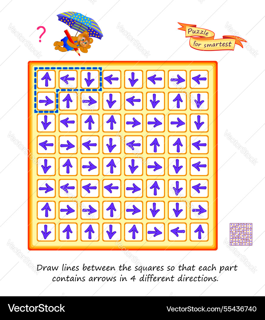 Draw lines between the squares so that each part Draw lines between the squares so that each part vector image