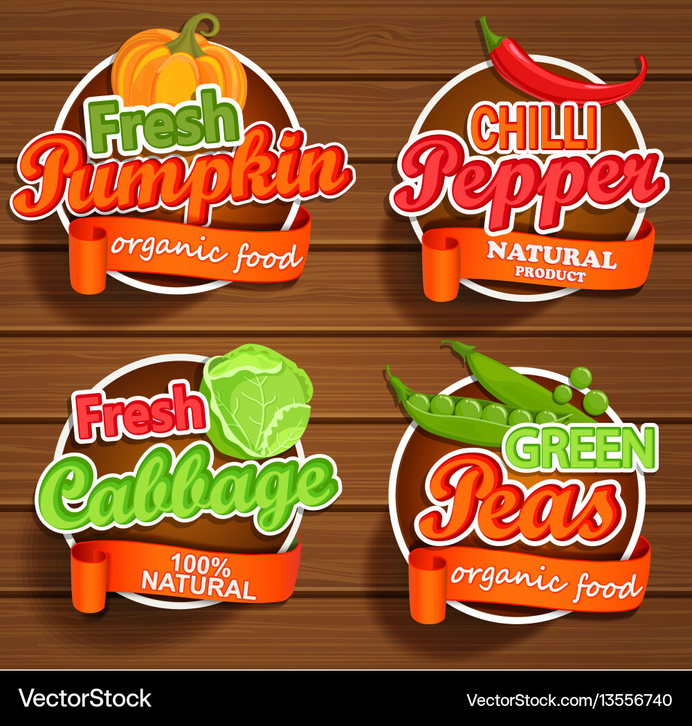 Farm fresh organic food label Farm fresh organic food label vector image