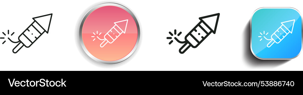 Firecrackers icon thin linear regular and button Firecrackers icon thin linear regular and button Vector Image