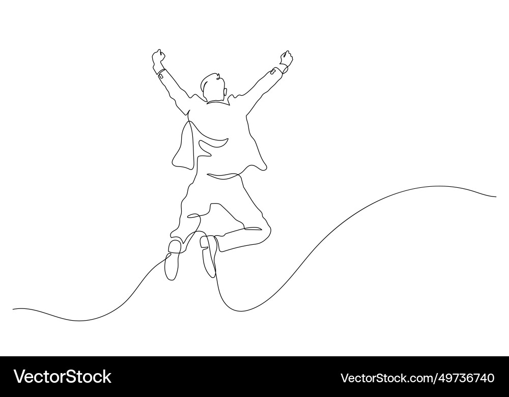 Happy business man in mid air jumping successful Happy business man in mid air jumping successful vector image