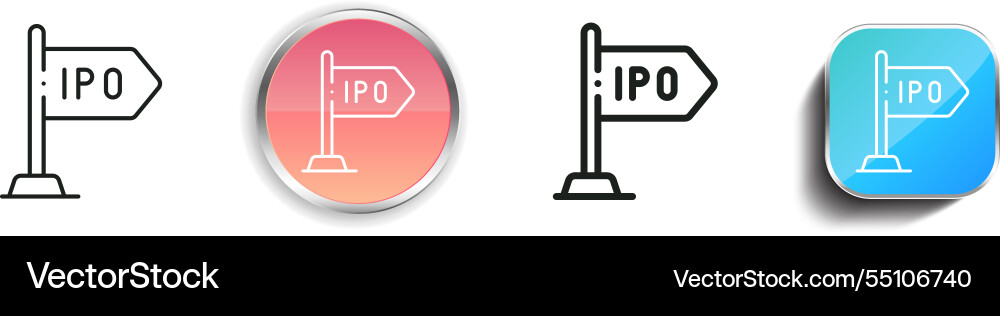 Ipo icon thin linear regular and button style Ipo icon thin linear regular and button style vector image