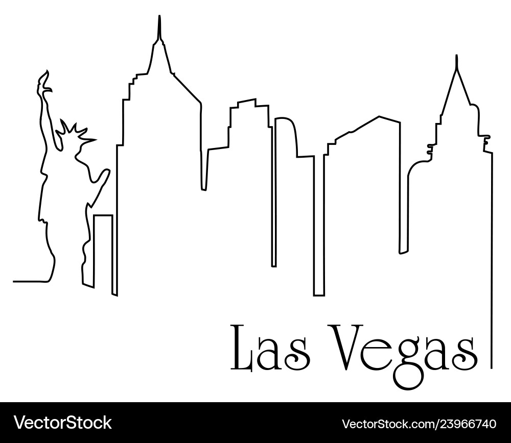 Las Vegas Skyline - One Line Art vector image