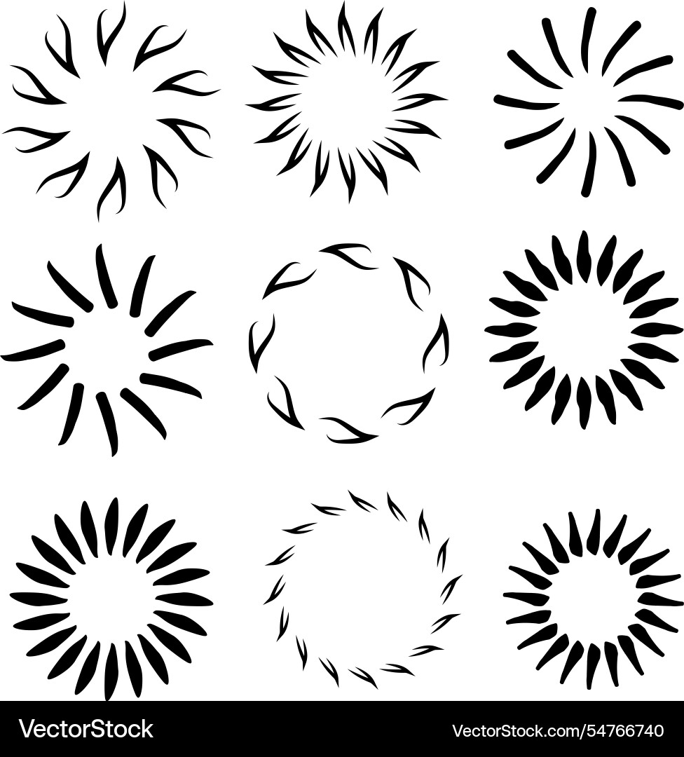 Nine abstract circular design elements vector image