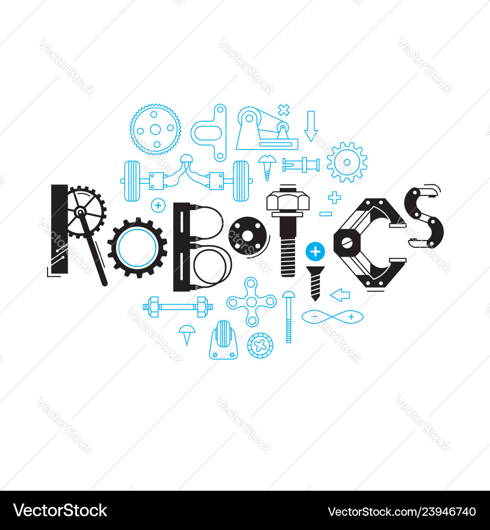 Robotics and Gears - Detailed Tech vector image