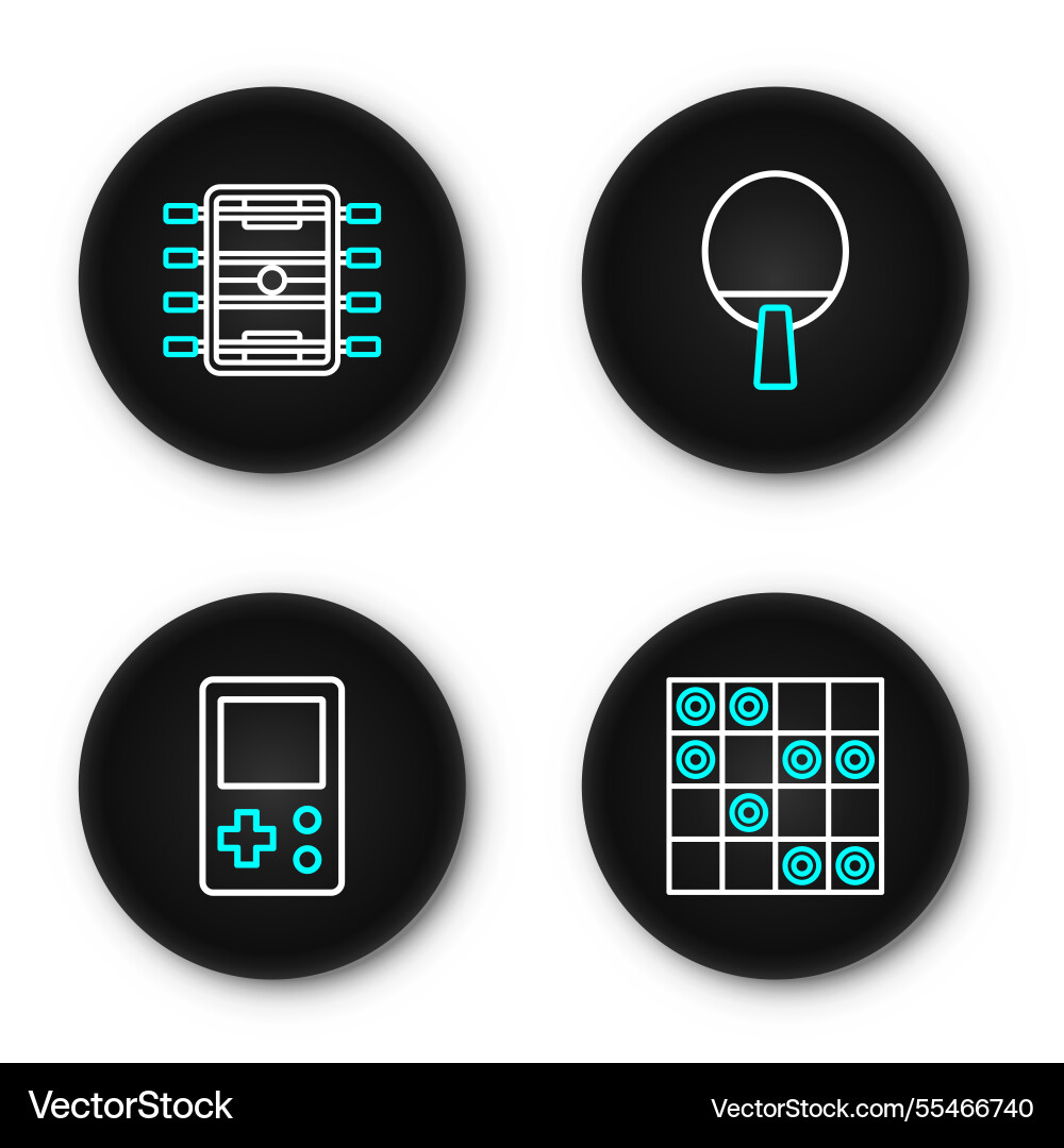 Set line board game of checkers tetris racket Vector Image