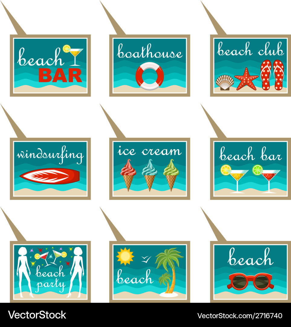 Set of beach map pointers Vector Image