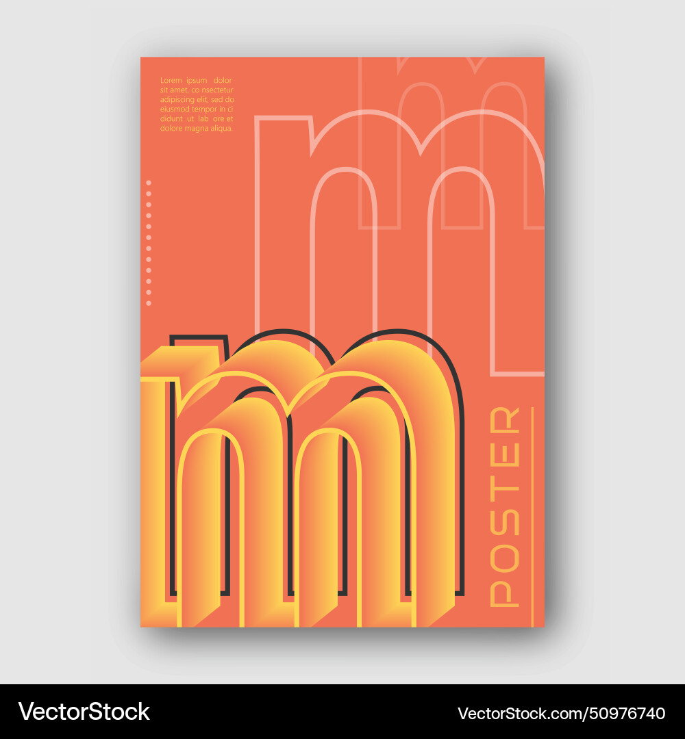 Stylized lowercase letter m template for poster Stylized lowercase letter m template for poster vector image