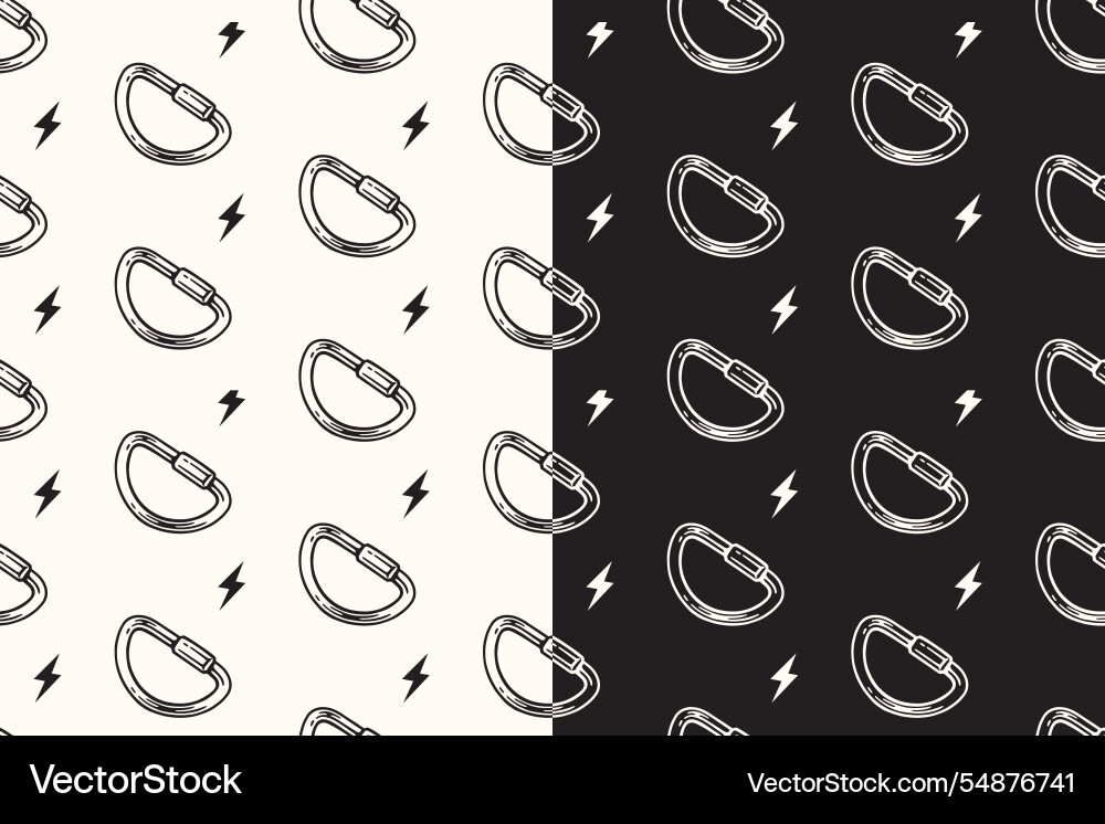 Carabiner d shape seamless pattern background set Carabiner d shape seamless pattern background set Vector Image