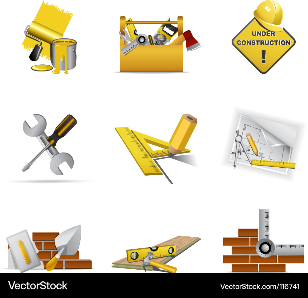Construction Tool Icons Vector Image
