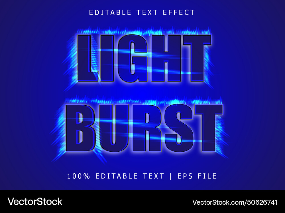 Light burst editable text effect 3 dimension Light burst editable text effect 3 dimension vector image