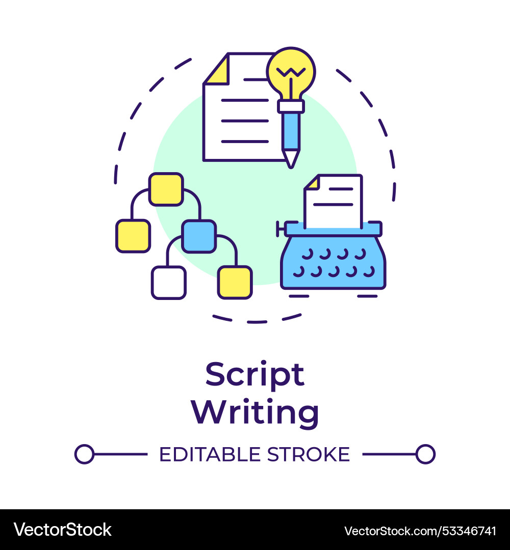 Script writing multi color concept icon Script writing multi color concept icon vector image