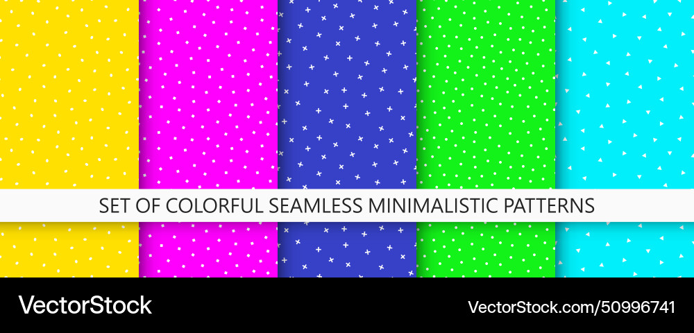 Set of colorful geometric seamless patterns Set of colorful geometric seamless patterns vector image