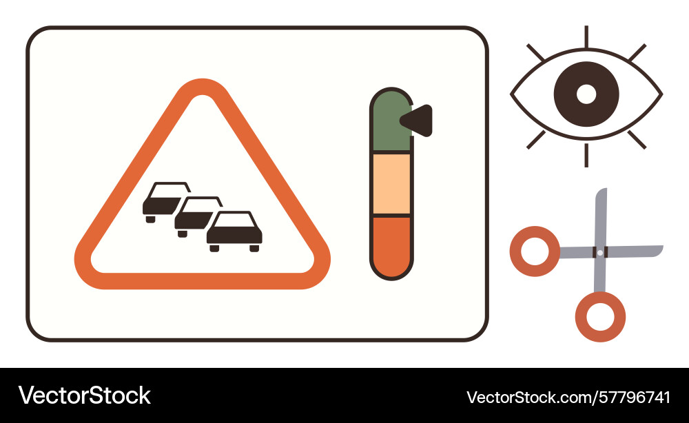 Traffic congestion warning with visual elements vector image