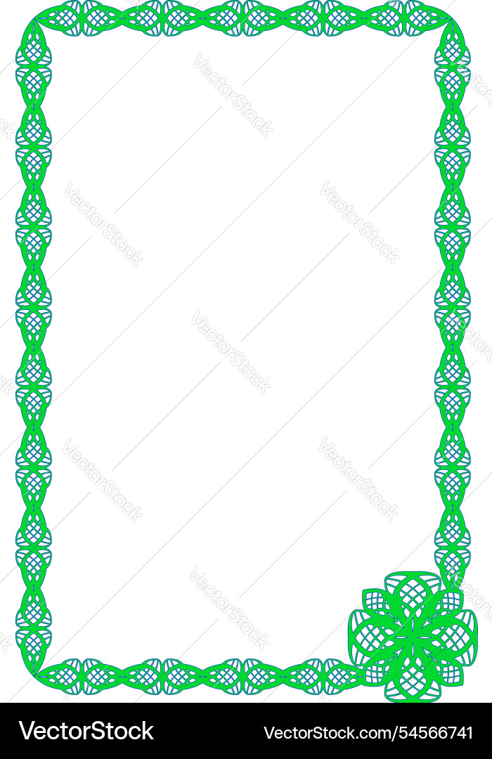 Vertical green openwork frame - color image Vector Image
