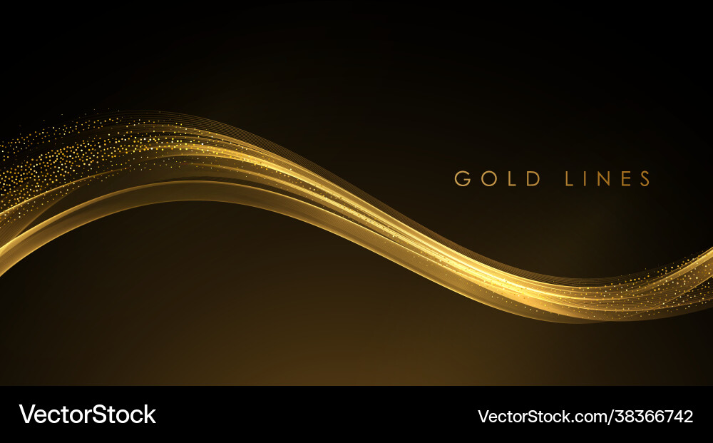 Abstract gold waves shiny golden moving lines vector image