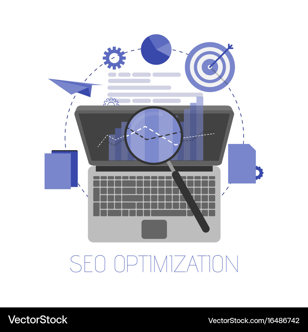 Flat background seo search engine optimization vector image