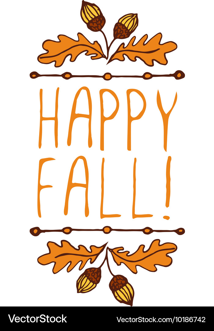 Handdrawn autumn element with text Vector Image