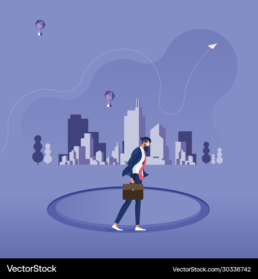Man Trapped in a Circular Loop Vector Image