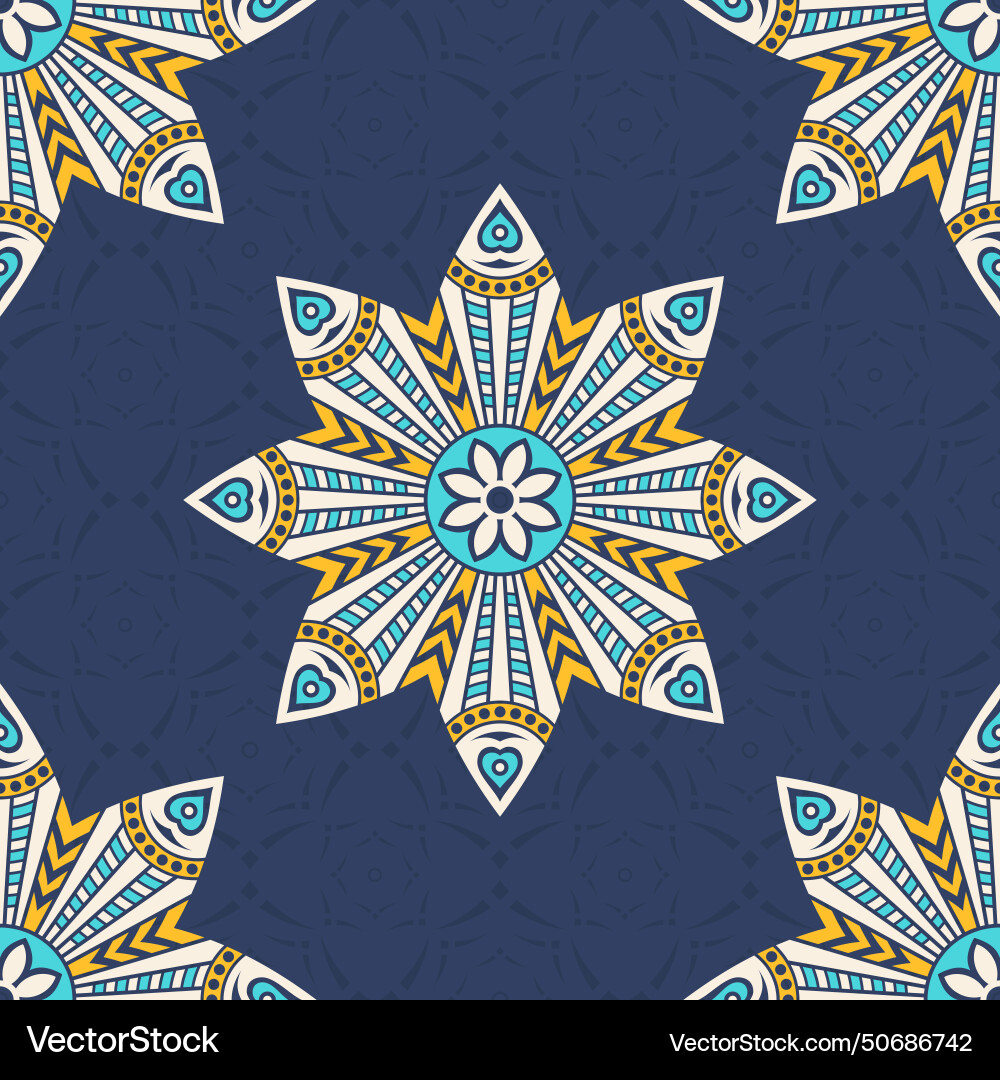 Seamless color pattern with mandala abstract vector image