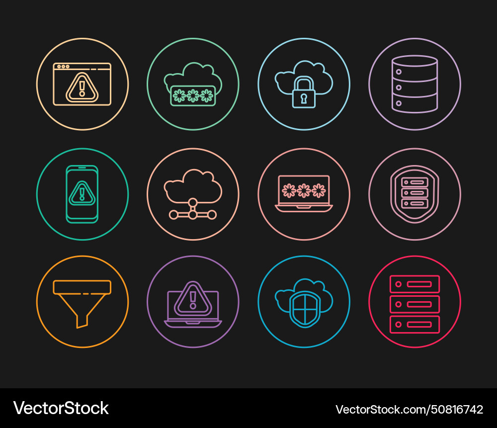 Set line server data web hosting with shield Set line server data web hosting with shield vector image