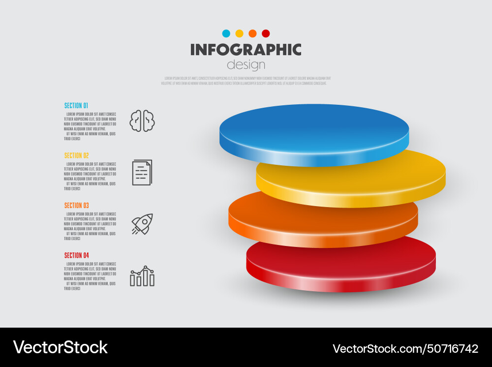 Stack of colorful circles chart infographic Stack of colorful circles chart infographic vector image